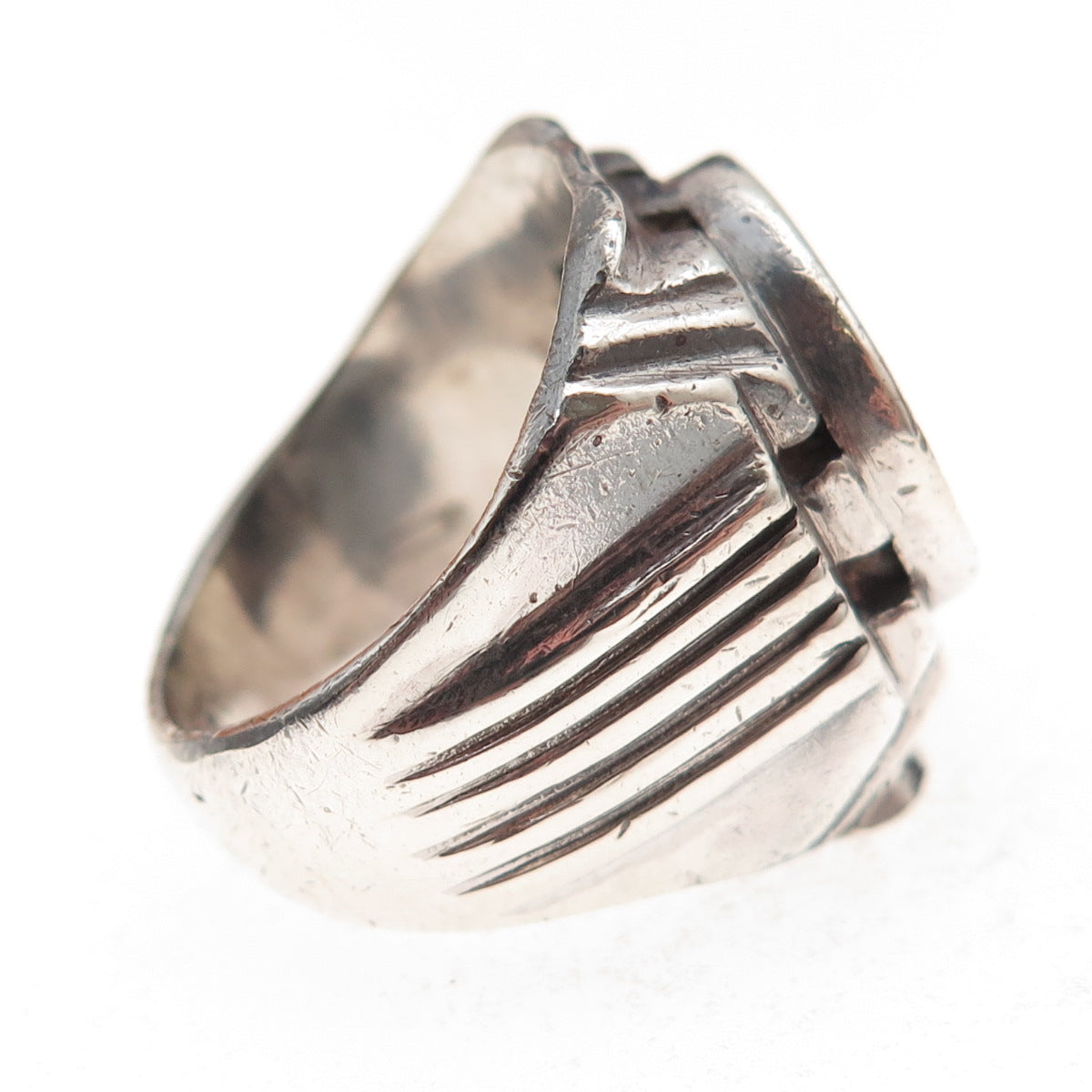 925 Sterling & 900 Silver Antique 1890-1917 Peru 1/2 Dinero Coin Ring Size 9.25