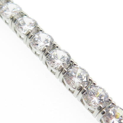 925 Sterling Silver Round-Cut Shaped C Z Sparkle Tennis Link Bracelet 6.75"