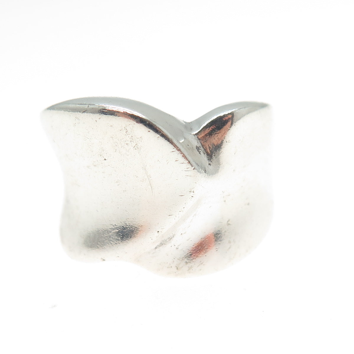 925 Sterling Silver Vintage Modernist Overlap Ring Size 5.75