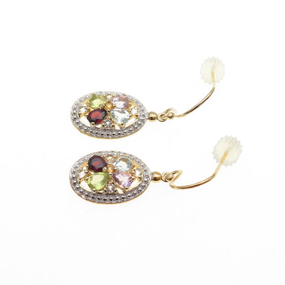 DEE BERKLE Sterling Silver Gold Plated Topaz Amethyst Garnet & Peridot Earrings