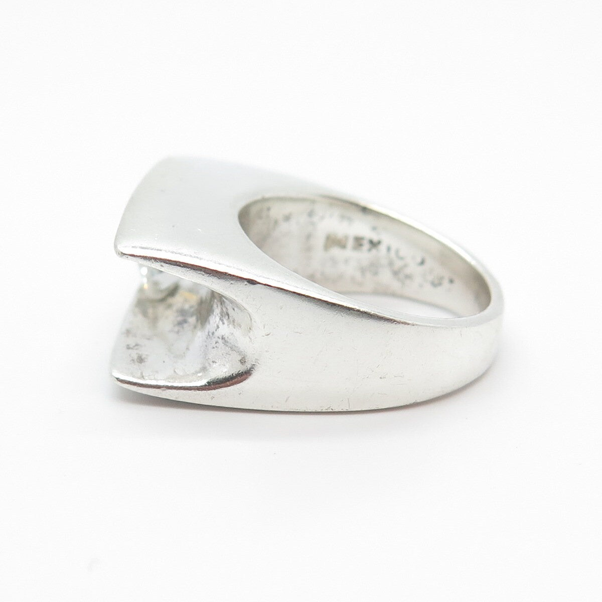 925 Sterling Silver Vintage Mexico C Z Bar Ring Size 4.75