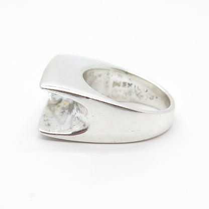925 Sterling Silver Vintage Mexico C Z Bar Ring Size 4.75