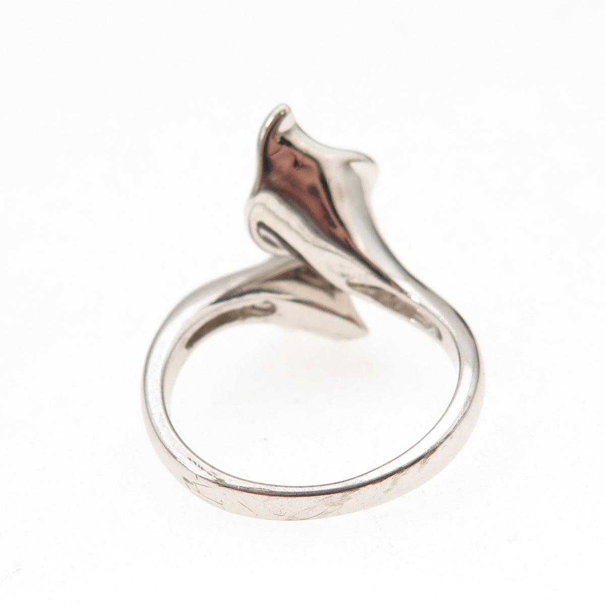 925 Sterling Silver Real Diamond Calla Lily Adjustable Ring Size 8.25