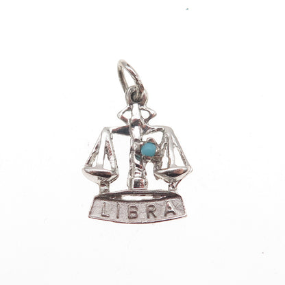 925 Sterling Silver Vintage Rhinestone Libra Zodiac Sign Mini Charm Pendant