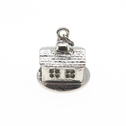 CHARM CRAFT 925 Sterling Silver Vintage Old House Mini 3D Pendant