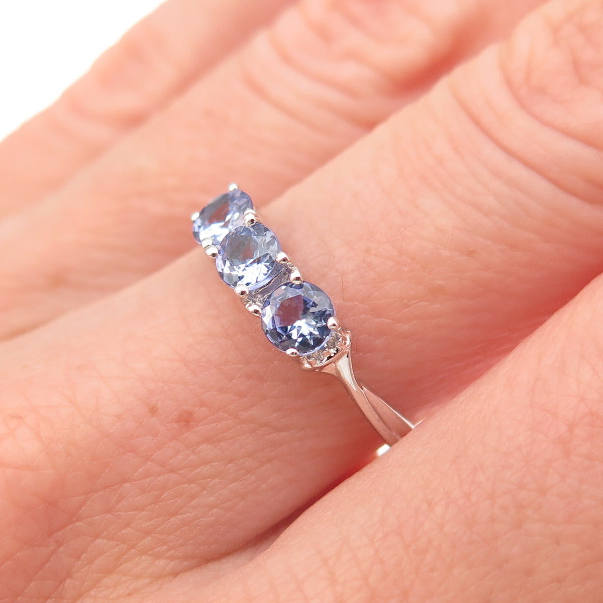 Chuck Clemency 925 Sterling Silver Real Round-Cut Tanzanite Ring Size 7
