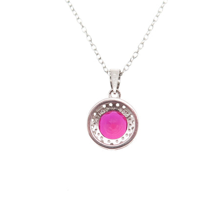 925 Sterling Silver Lab-Created Ruby & Real White Topaz Cable Chain Necklace 18"