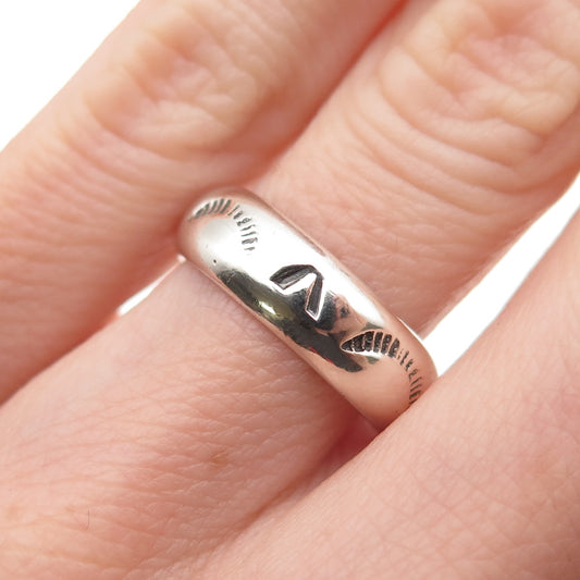 Davey Morgan Navajo Old Pawn Sterling Silver Vintage Sunrise Band Ring Size 6