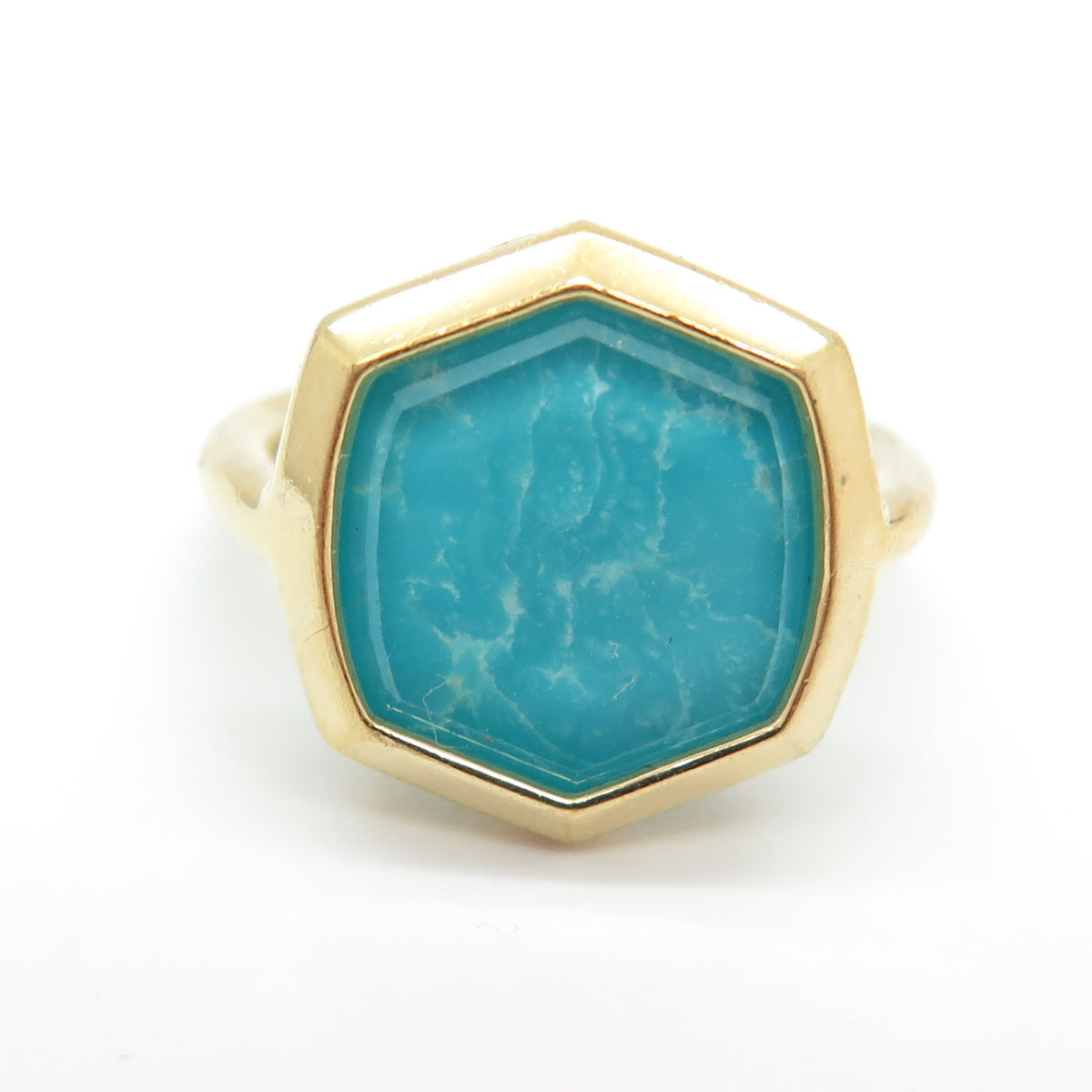 KENDRA SCOTT 925 Sterling Silver Gold Plated Real Turquoise Ring Size 3.25