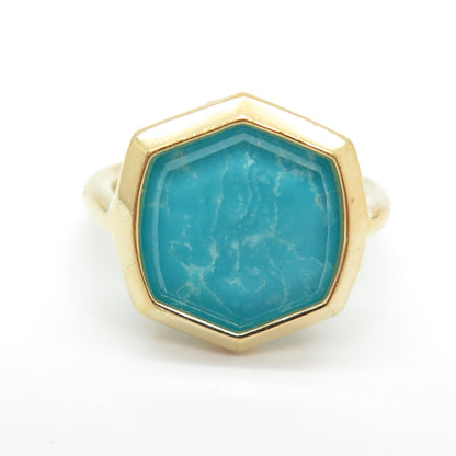 KENDRA SCOTT 925 Sterling Silver Gold Plated Real Turquoise Ring Size 3.25