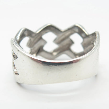 925 Sterling Silver Vintage Han Cuban Chain Ring Size 6.75