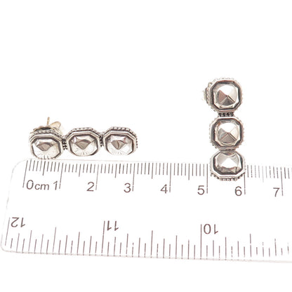 Lagos 925 Sterling Silver 14K Gold Posts Vintage Rocks Collection Drop Earrings