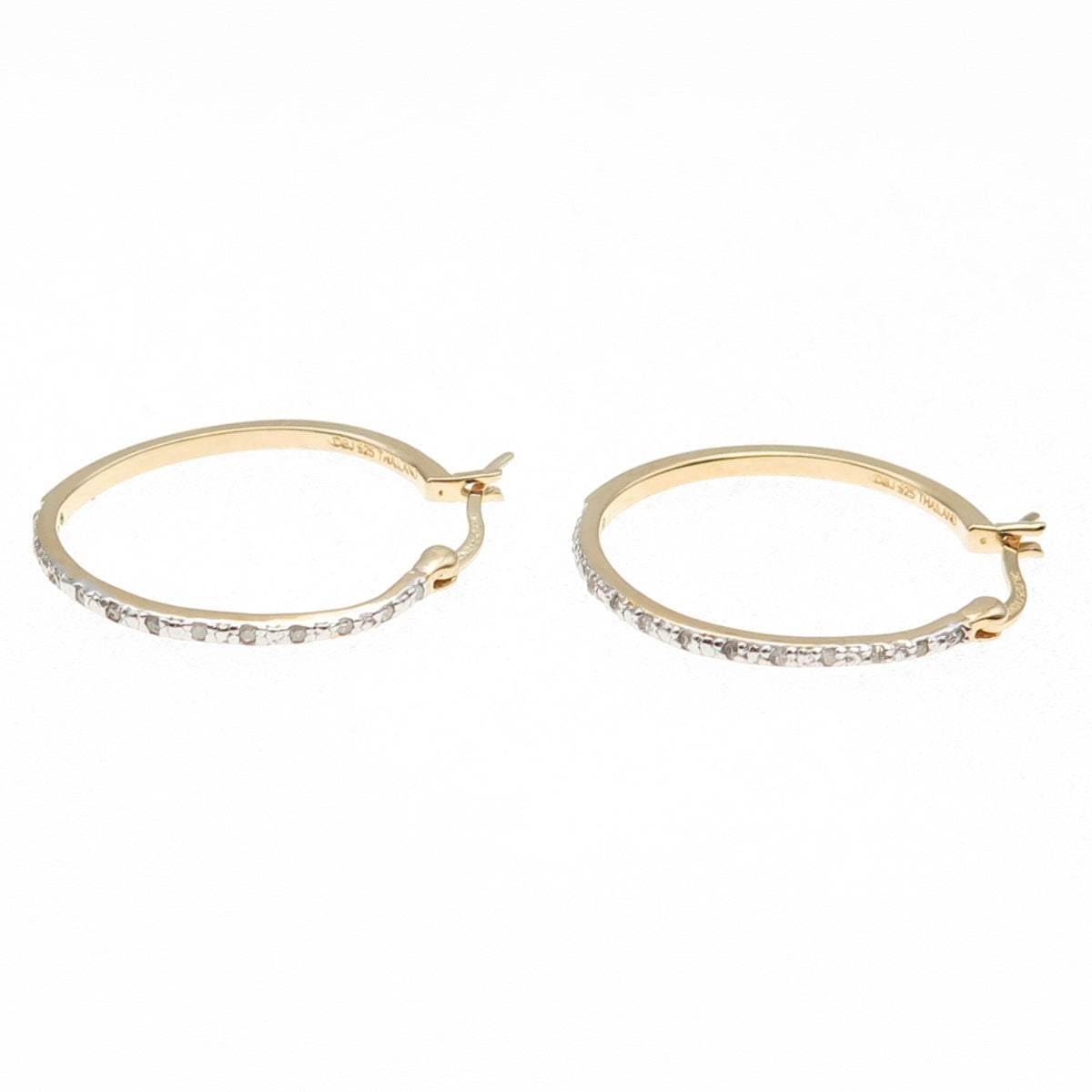 DBJ Dee Berkle 925 Sterling Silver Gold Plated Real Diamond Hoop Earrings
