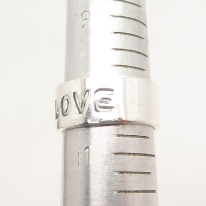925 Sterling Silver Vintage Mexico "LOVE" Band Ring Size 10.75