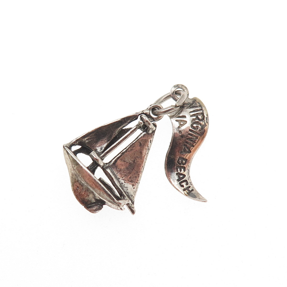 Pacific Jewelry 925 Sterling Vintage Sailboat Virginia Beach Mini Charm Pendant