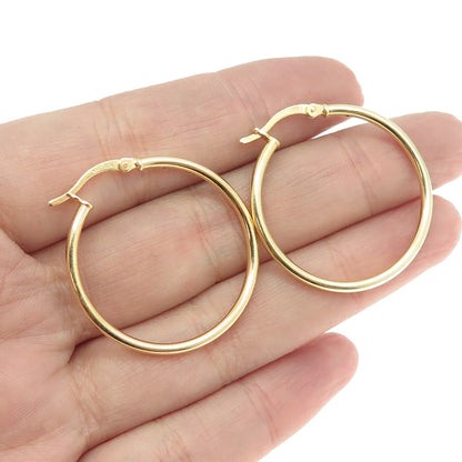 925 Sterling Silver Gold Plated Tube Hoop Earrings