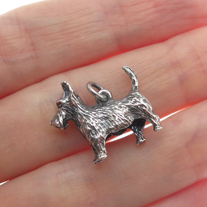 925 Sterling Silver Vintage Scottish Terrier Dog Minimalist Charm Pendant