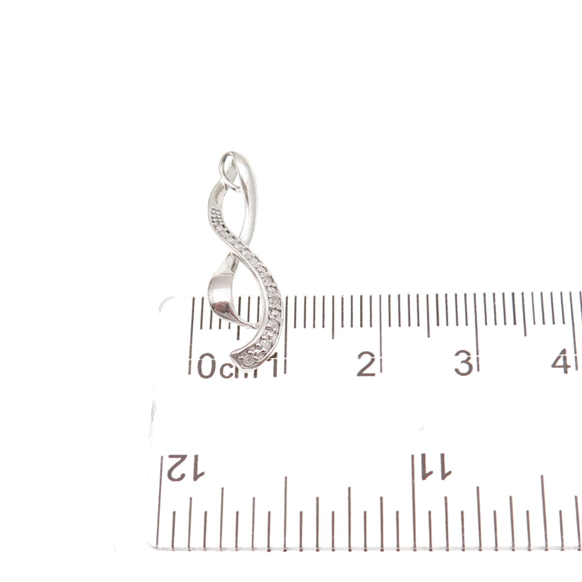 925 Sterling Silver Real Round-Cut Diamond Infinity Charm Pendant