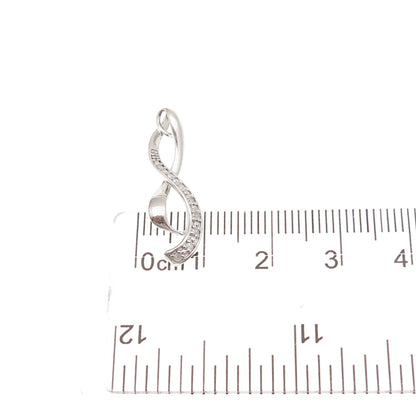 925 Sterling Silver Real Round-Cut Diamond Infinity Charm Pendant