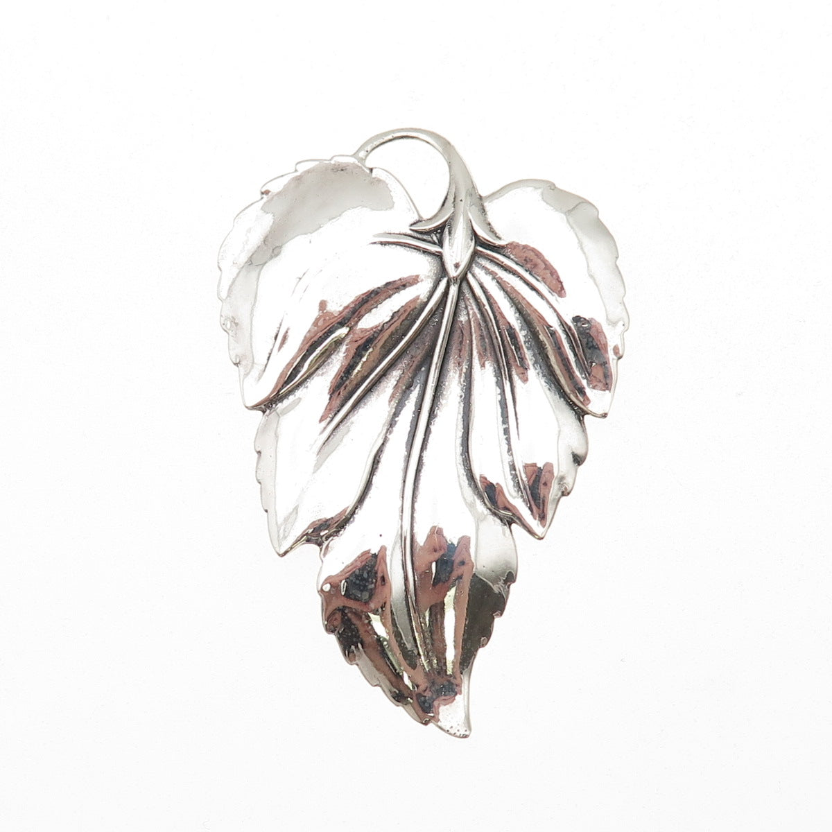 Danecraft 925 Sterling Silver Vintage Floral Leaf Oxidized Pin Brooch
