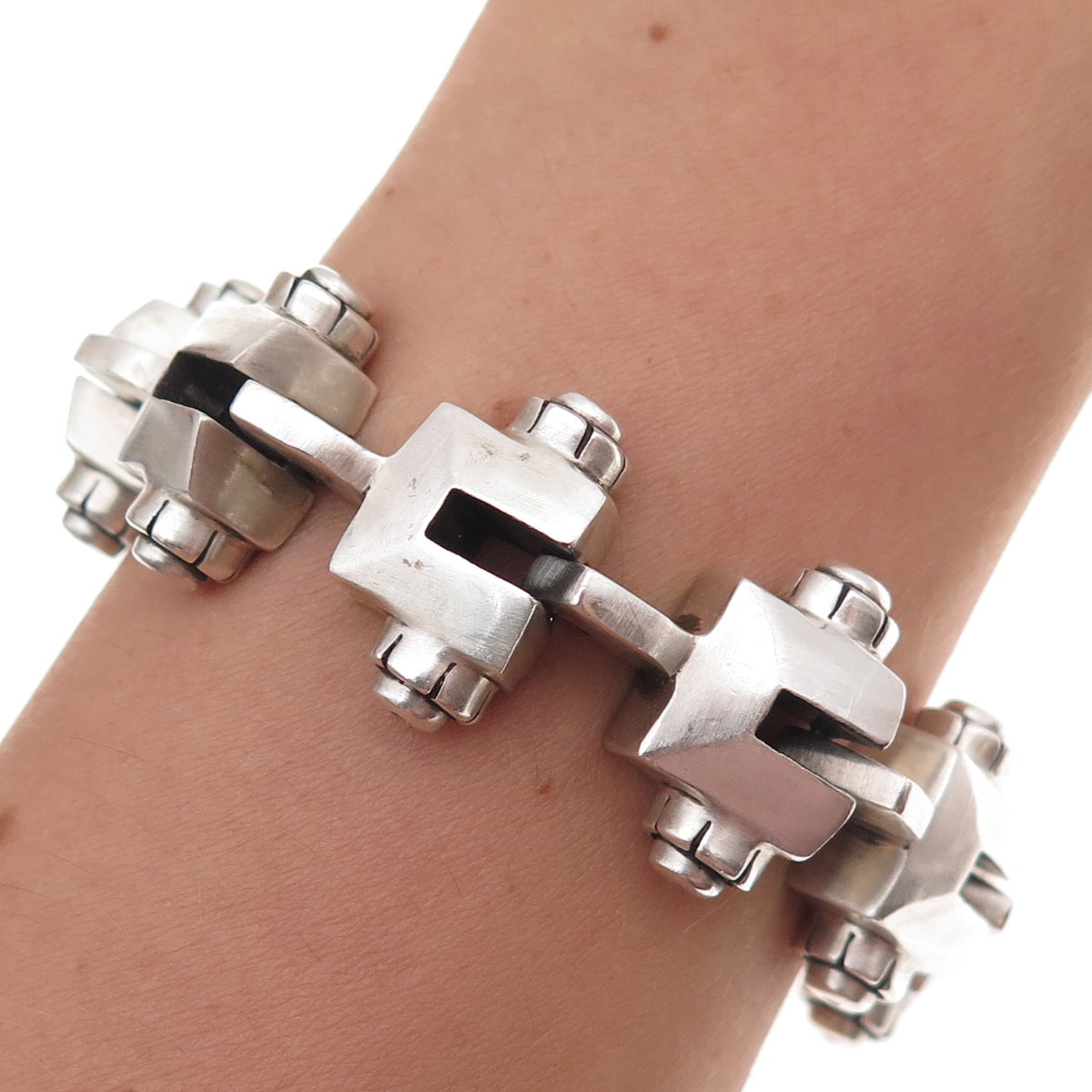 Lisa Jenks 925 Sterling Silver Vintage Modenrist Oxidized Bracelet 6.25"