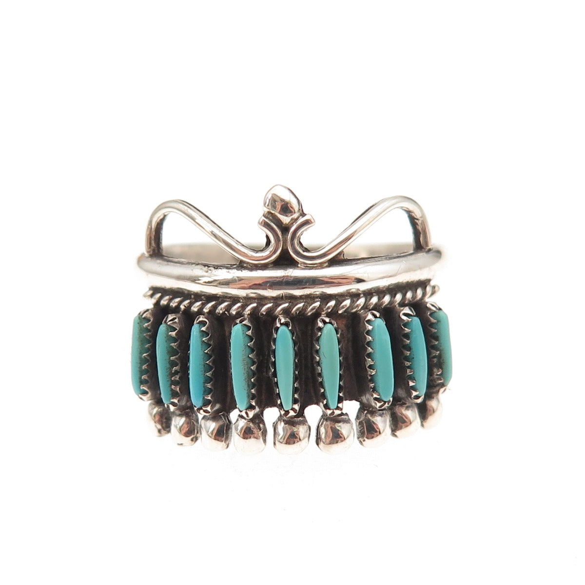 Sherry Sandoval Navajo Old Pawn 925 Sterling Turquoise Needlepoint Ring Size 7
