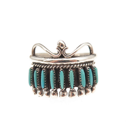 Sherry Sandoval Navajo Old Pawn 925 Sterling Turquoise Needlepoint Ring Size 7