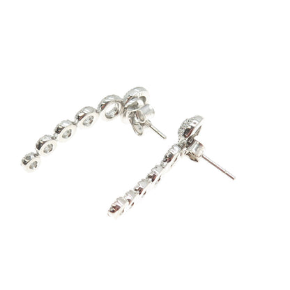 925 Sterling Silver Pave C Z Dangling Earrings