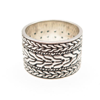 ANNIKA WITT 925 Sterling Silver Vintage Oxidized Wide Band Ring Size 8