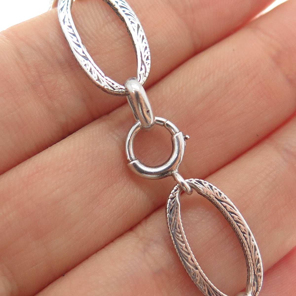 925 Sterling Silver Antique Delta Epsilon Phi Sorority Oval Link Bracelet 6.25"