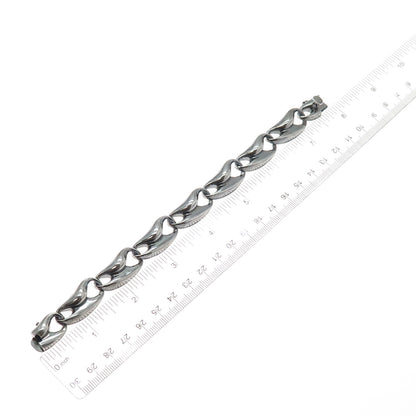 KRYPELL 925 Sterling Silver Vintage Modernist Anchor Link Oxidized Bracelet 6.5"