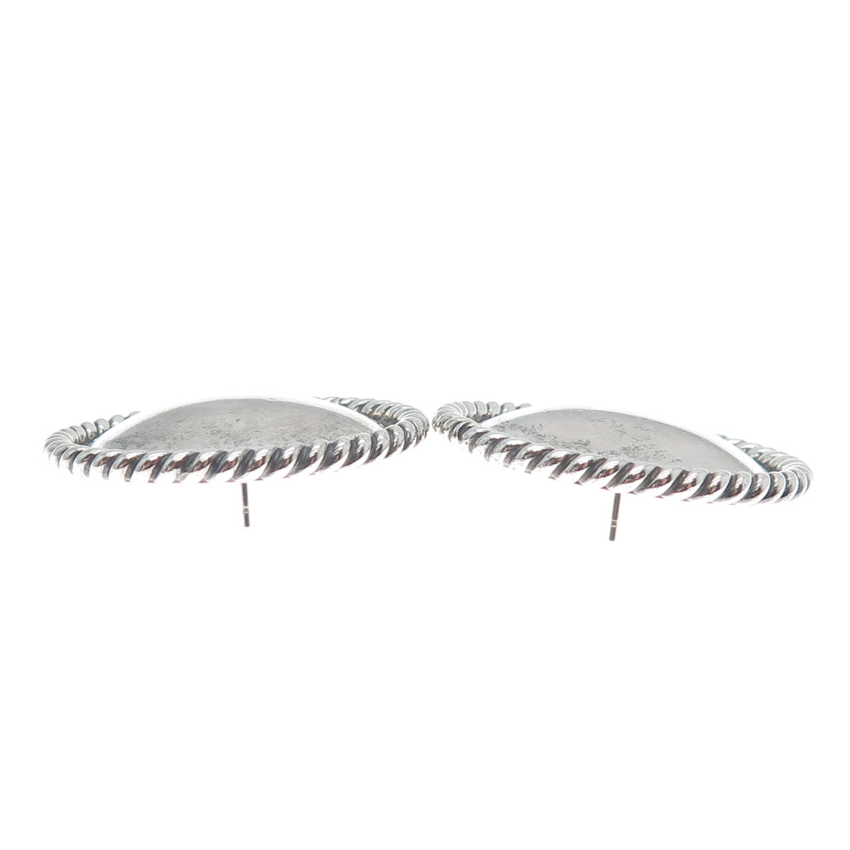 ELTON CADMAN Old Pawn 925 Sterling Silver Vintage Round Dome Oxidized Earrings