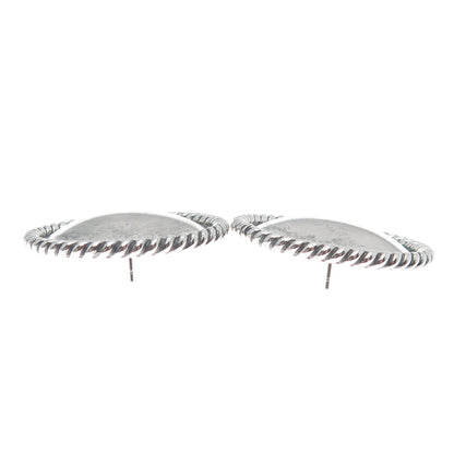 ELTON CADMAN Old Pawn 925 Sterling Silver Vintage Round Dome Oxidized Earrings