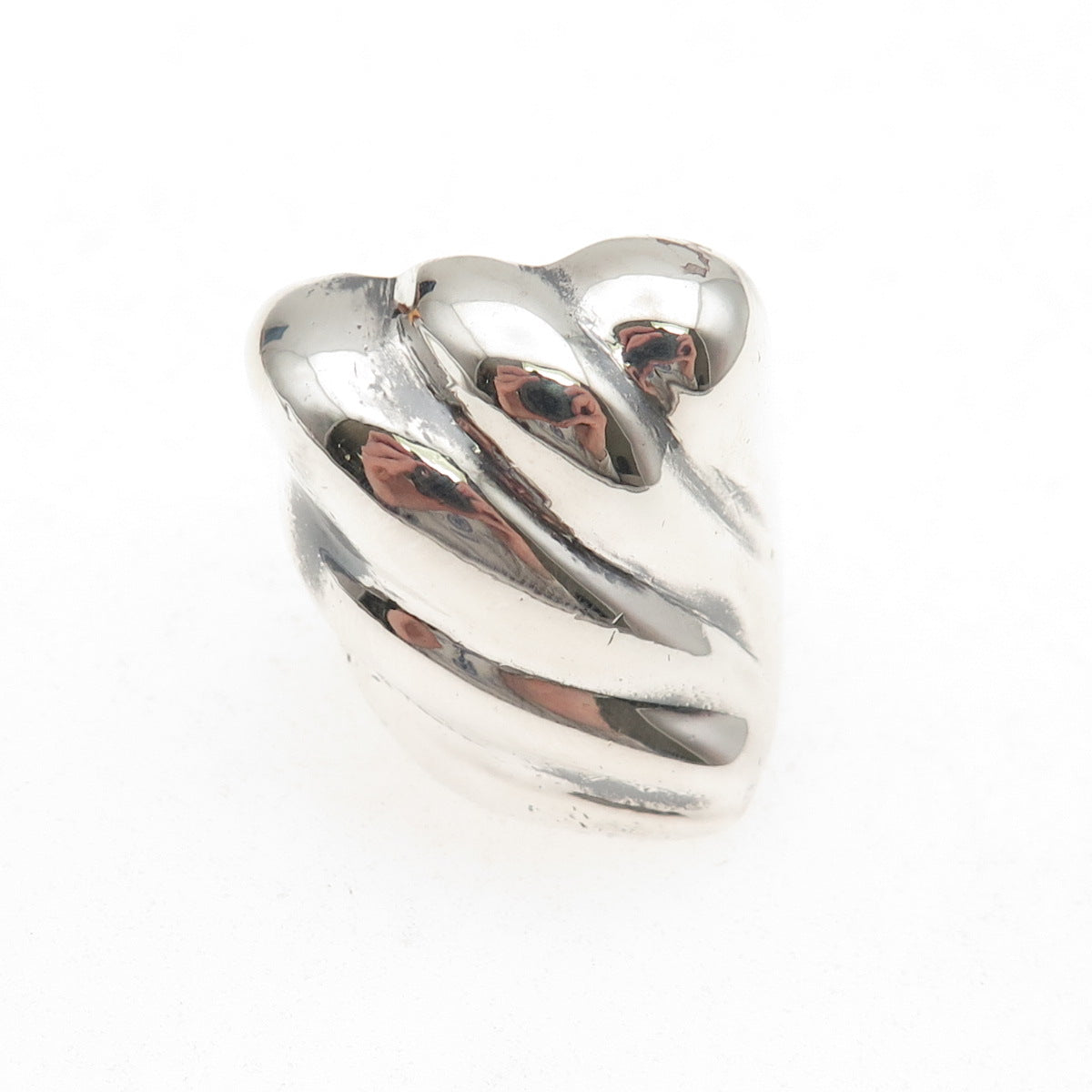 925 Sterling Silver Vintage Modernist Wing Oxidized Ring Size 7.5