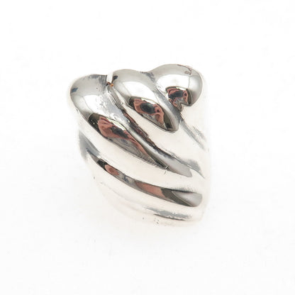 925 Sterling Silver Vintage Modernist Wing Oxidized Ring Size 7.5