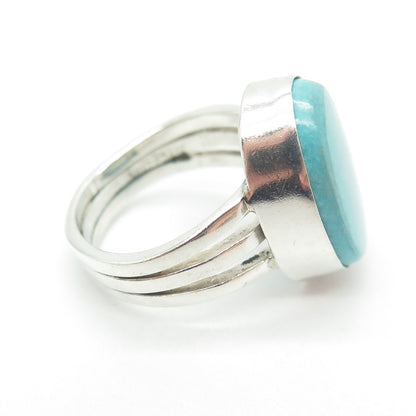 925 Sterling Silver Vintage Real Turquoise Gemstone Ring Size 6.5