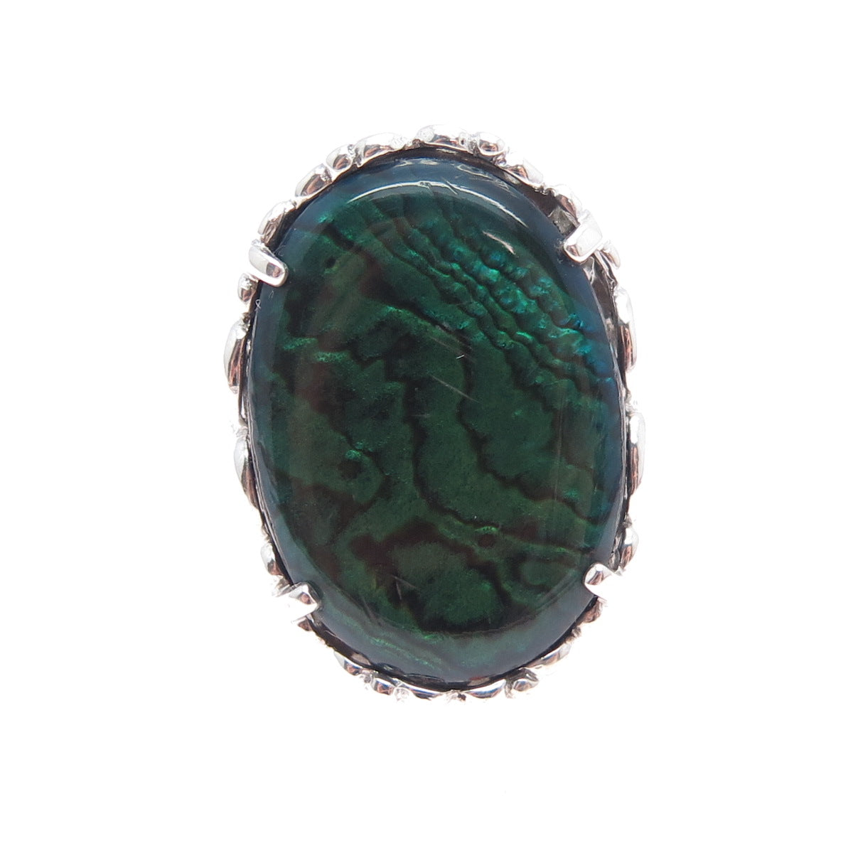 KABANA 925 Sterling Silver Vintage Real Abalone Shell Swirl Ring Size 8.25