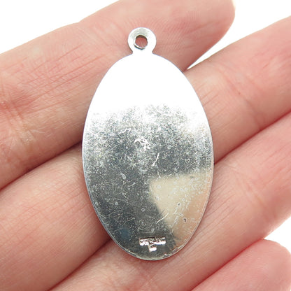 925 Sterling Silver Antique Art Deco St. Christopher Medal Religious Pendant