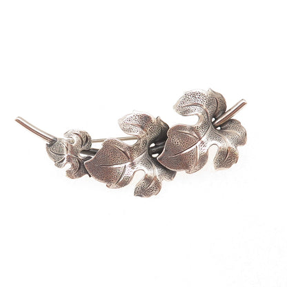 Beau 925 Sterling Silver Antique Art Deco Floral Oxidized Pin Brooch