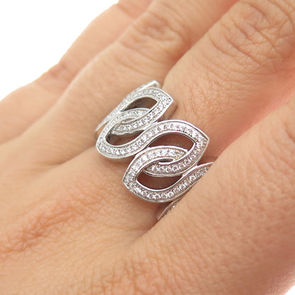 925 Sterling Silver Round-Cut C Z Interlocked Link Ring Size 9.25
