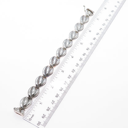 MILOR 925 Sterling Silver Vintage Italy Modernist Floral Petal Link Bracelet 7"