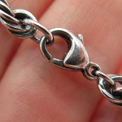 925 Sterling Silver Vintage Oxidized Twisted Rope Link Bracelet 7"