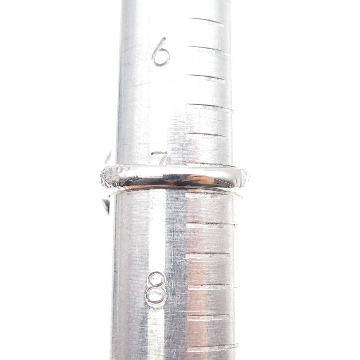 925 Sterling Silver 2-Tone Real Round-Cut Black Spinel Hammered Ring Size 7.25