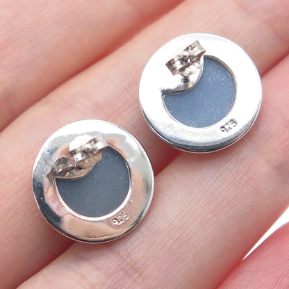 925 Sterling Silver 2-Tone Real Rainbow Druzy Round Earrings