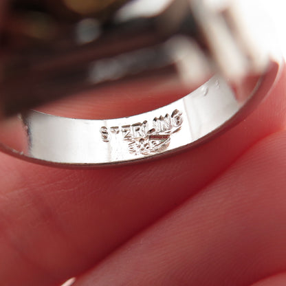 Clark & Coombs Sterling Silver 2-Tone Antique Enamel Order of Elk Ring Size 9.25