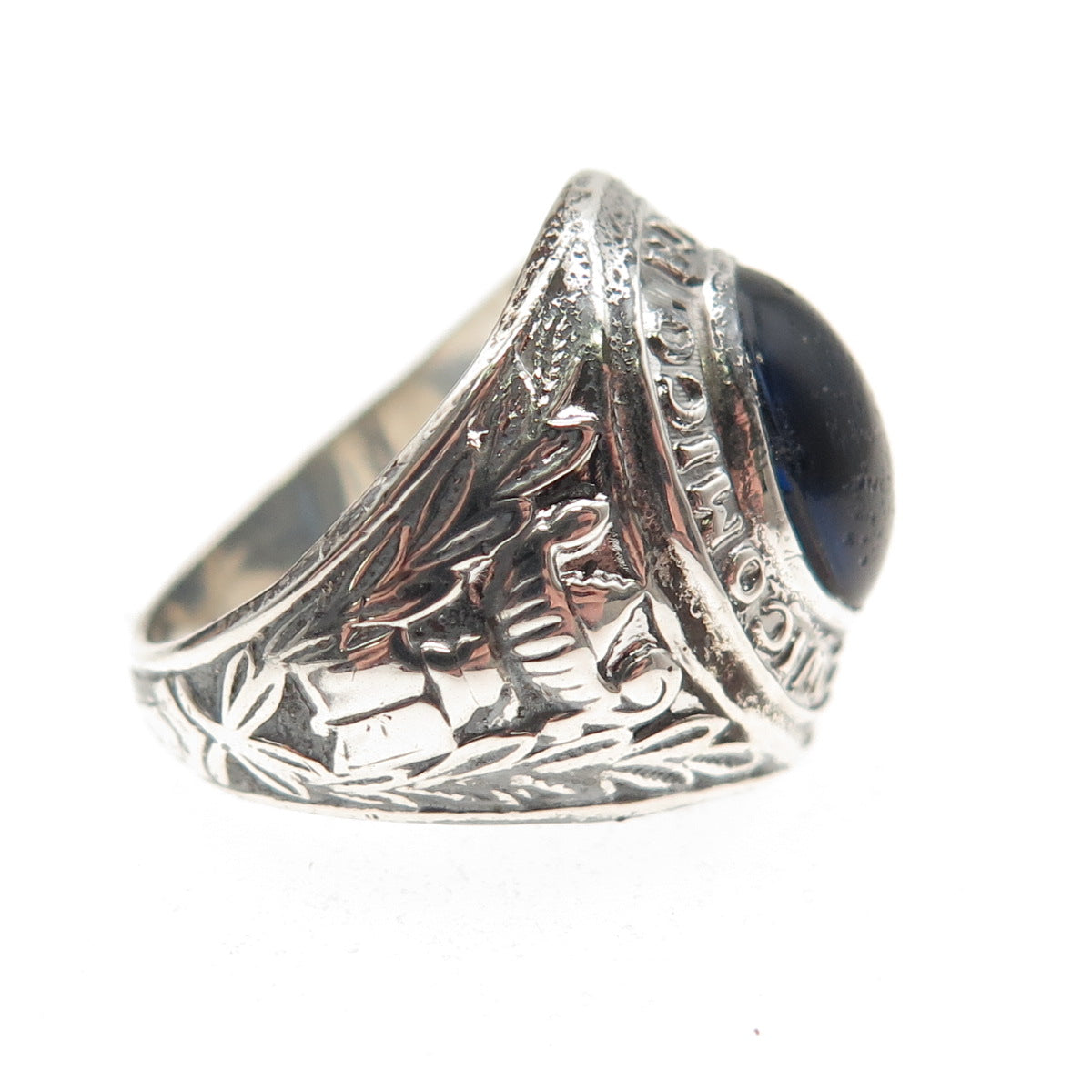 College Seal & Crest 925 Sterling Antique Glass Wicomico High School Ring Size 5