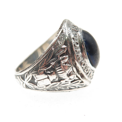 College Seal & Crest 925 Sterling Antique Glass Wicomico High School Ring Size 5