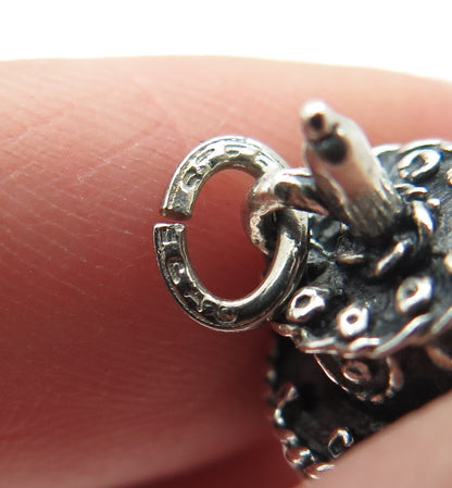 925 Sterling Silver Vintage Birthday Cake Oxidized Minimalist 3D Charm Pendant