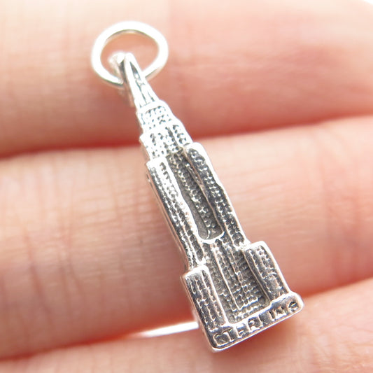 925 Sterling Silver Vintage Empire State Building 3D Pendant