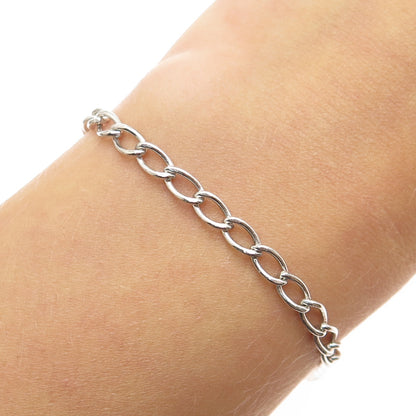 925 Sterling Silver Vintage Curb Link Bracelet 6.75"